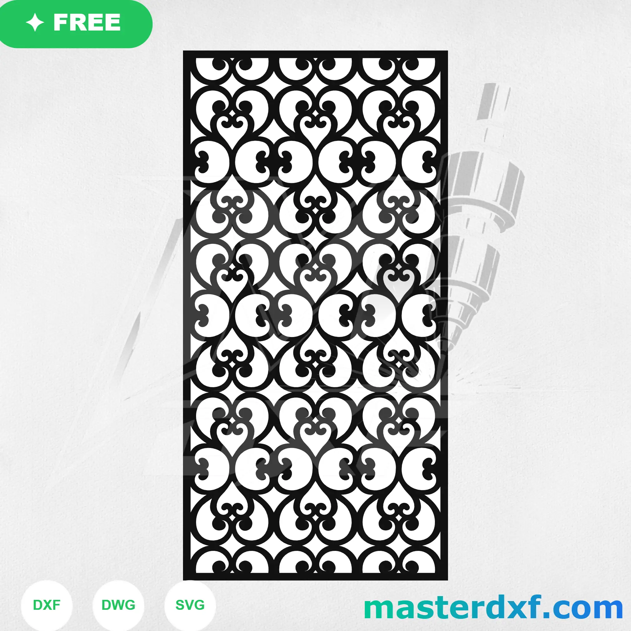 Heart Scroll Wave DXF Pattern for Romantic Garden Screens DXF File